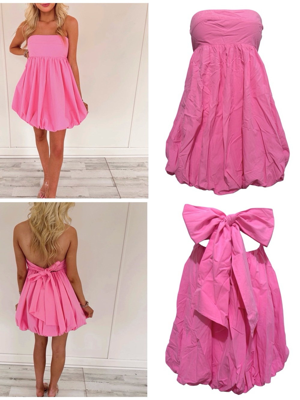 Cotton Candy LA Bandeau Bubble Dress Strapless Mini Tie Back  Babydoll Small